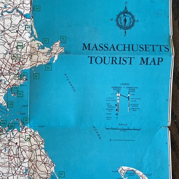 Vintage Massachusetts Tourist Map - Paper Map - State Highway Map - Picture 9 of 14